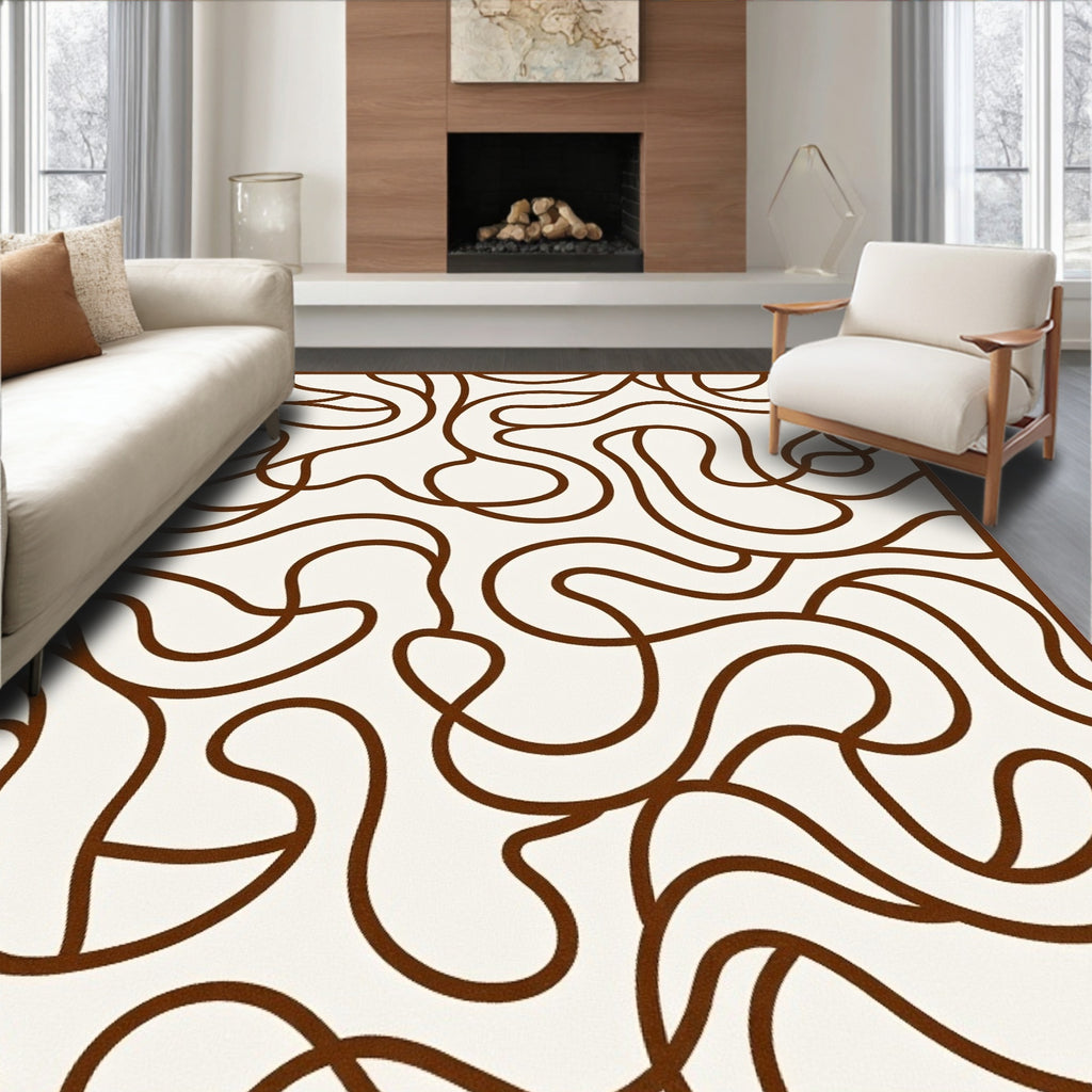 Brown Swirl Abstract Organic Rug