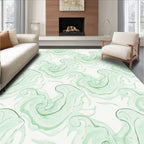 Pale Green Abstract Swirl Rug