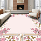 Art Nouveau Pink Floral Border Rug