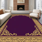 Regal Plum and Gold Floral Border Rug