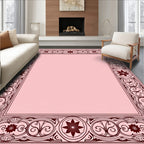 Maroon Floral Scrollwork Border Rug