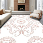 Pale Pink Scrollwork Medallion Repeating Rug