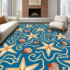 Blue Starfish Shell Swirls Rug