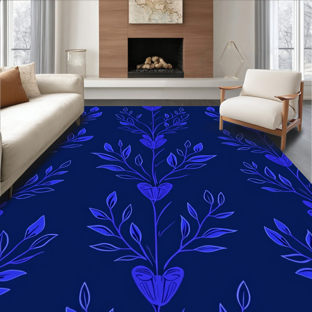 Enchanting Cobalt Floral Vine Rug