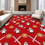 Red Snowmen Firework Scatter Rug
