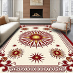 Crimson Yellow Starburst Medallion Rug