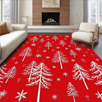 White Evergreen Forest Snowfall Rug