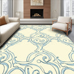 Aqua Swirl Scroll Damask Rug