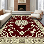 Crimson Ivory Floral Vine Medallion Rug