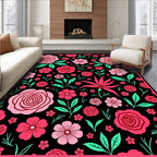 Bold Pink Floral Bloom Garden Rug