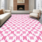 Soft Pink Geometric Square Harmony Rug