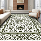 Classic Black White Floral Scroll Rug