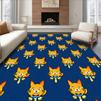Playful Yellow Cat Folk Art Rug