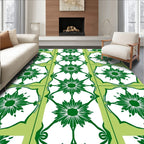Green Floral Garden Motif Rug