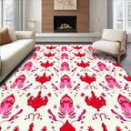Bold Red Pink Paisley Symmetry Rug