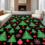 Green Red Christmas Tree Snowflakes Rug