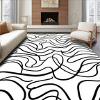Black And White Abstract Swirl Rug