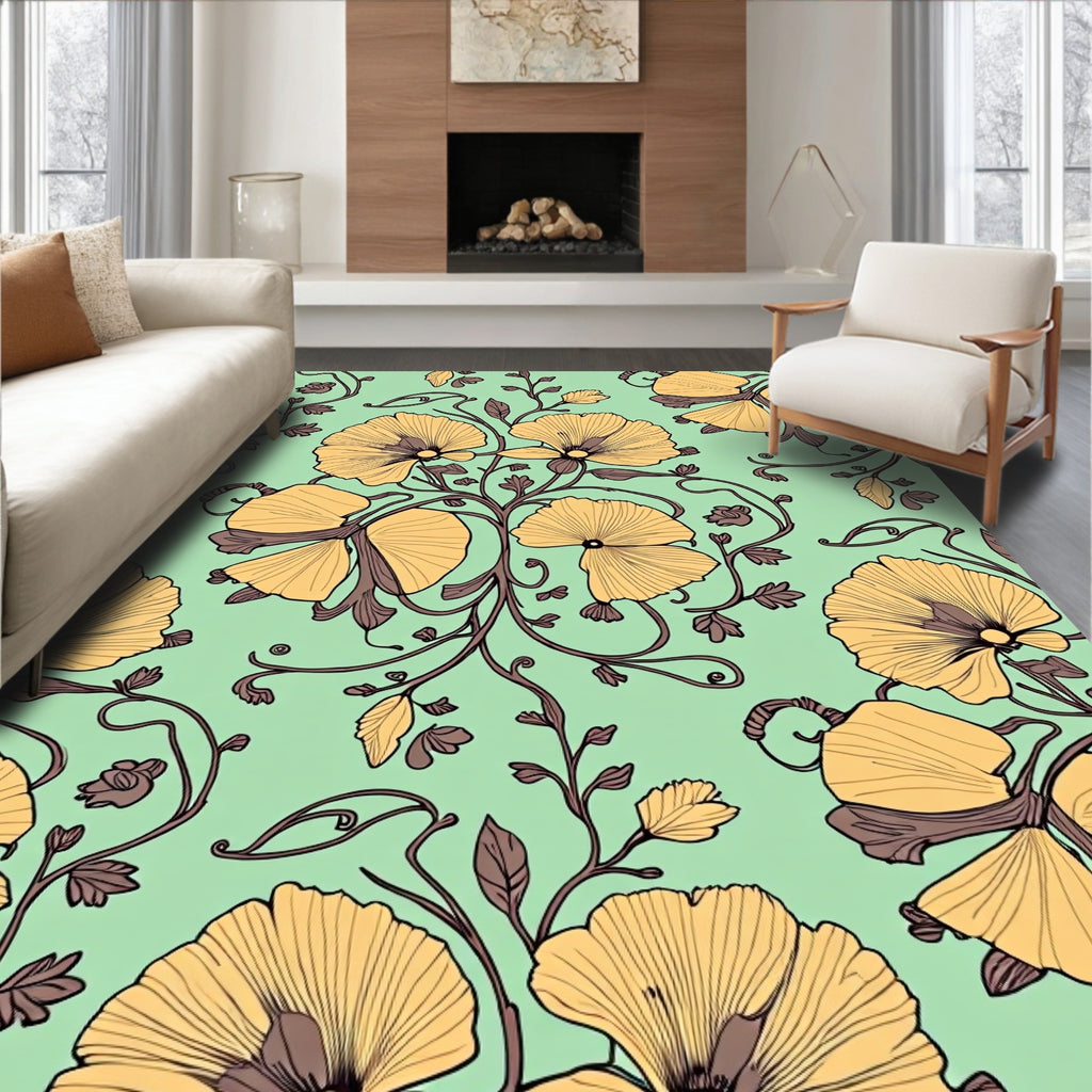 Golden Petal Vine Serenity Rug