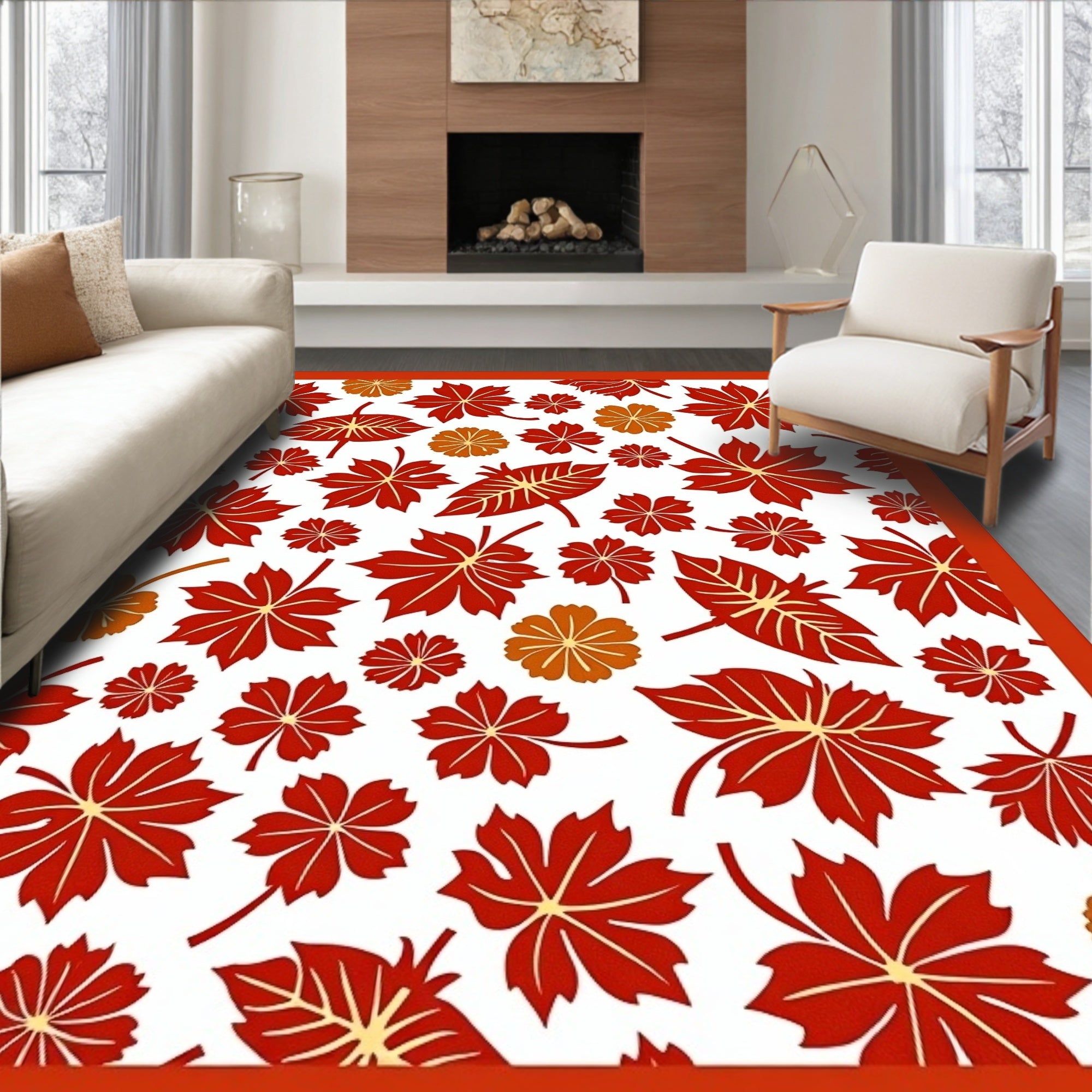 Crimson Maple Leaf Scatter Rug