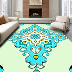 Aqua Teal Ornate Medallion Mandala Rug