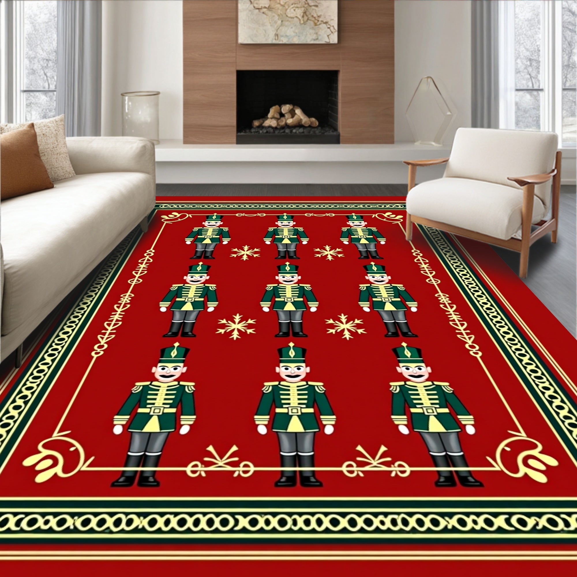 Green Red Soldier Nutcracker Collection Rug