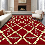Crimson Lattice Snowflake Medallion Rug