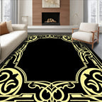 Golden Art Nouveau Scroll Border Rug