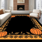 Autumn Orange Pumpkin Vine Border Rug