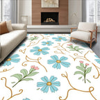 Light Blue Floral Cream Vine Rug