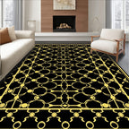 Golden Black Art Deco Lattice Rug