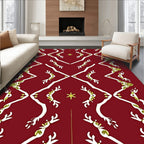 Crimson White Gold Festive Reindeer Rug