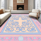 Art Nouveau Pink Light Blue Floral Rug