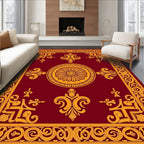 Crimson Gold Medallion Ornamental Rug