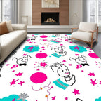 Playful Pink Bunny Starburst Compilation Rug