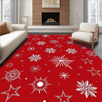 Crimson White Starburst Snowflake Medley Rug