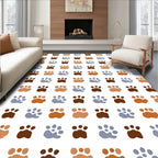 Caramel Brown Blue Paw Prints Rug