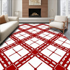 Crimson Diamond Lattice Banded Rug