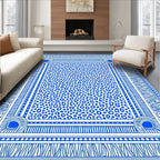 Bold Blue Leopard Bordered Rug