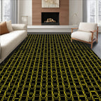 Bold Yellow Geometric Chain Link Rug