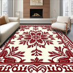 Burgundy Allover Floral Symmetry Rug