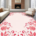 Crimson Floral Vine Border Rug
