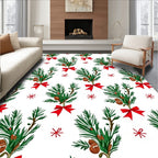 Festive Pine Sprig Bow Collection Rug