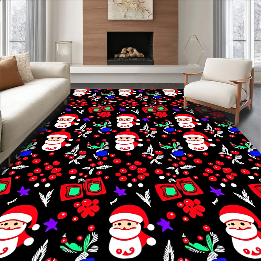 Festive Santa Claus Red Berry Repeat Rug