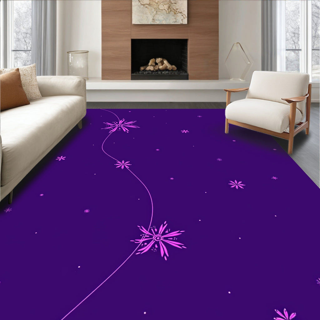 Deep Purple Pink Floral Starburst Cascade Rug