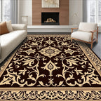 Rich Cream Floral Medallion Dark Rug
