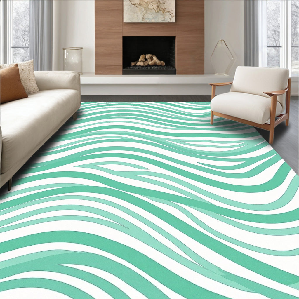 Ocean Wave Curved Lines Rug