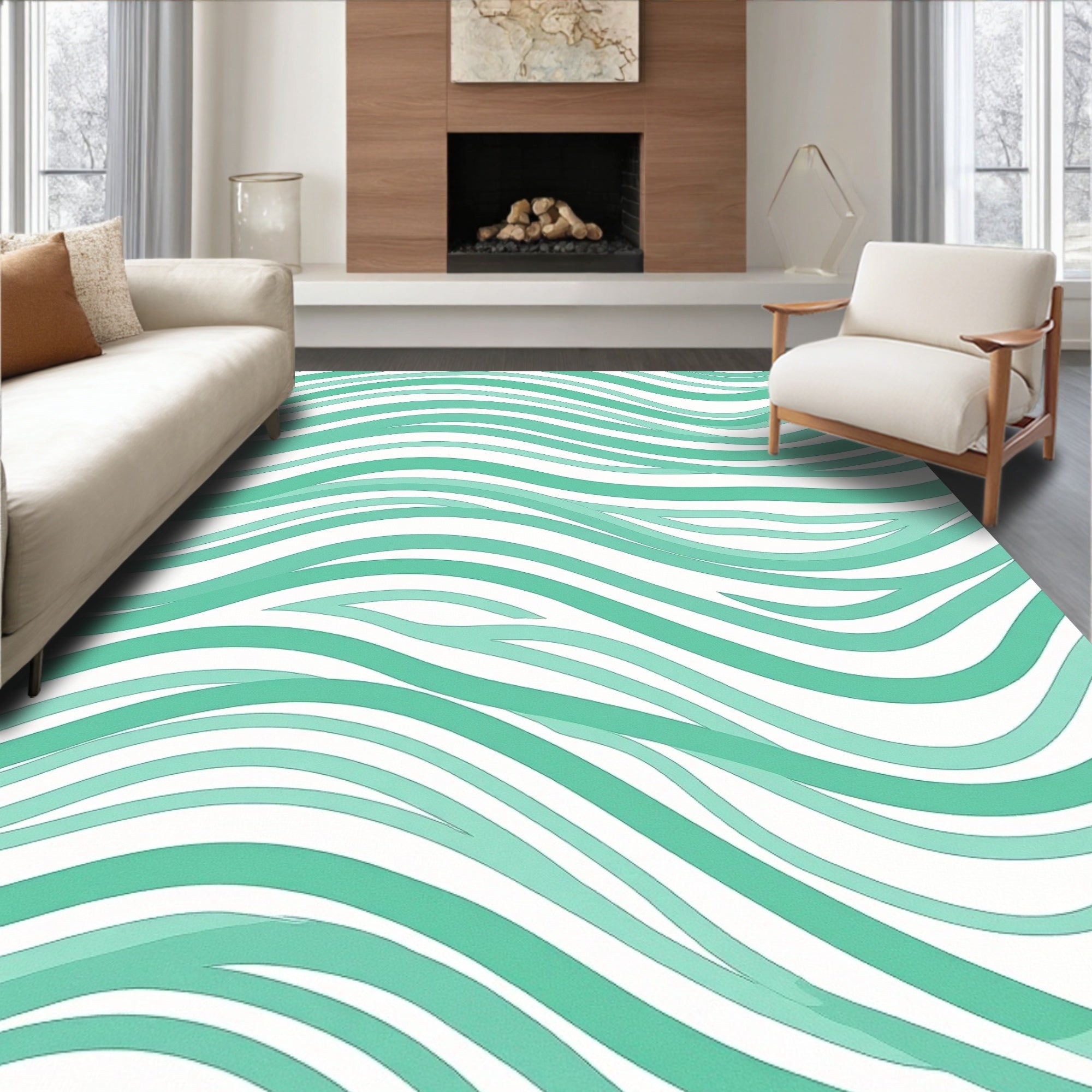Ocean Wave Curved Lines Rug