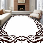 Dark Brown Ornamental Flourish Frame Rug