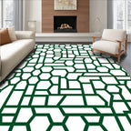 Deep Green Geometric Accordion Assemblage Rug