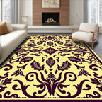 Rich Plum Floral Scroll Medallion Rug